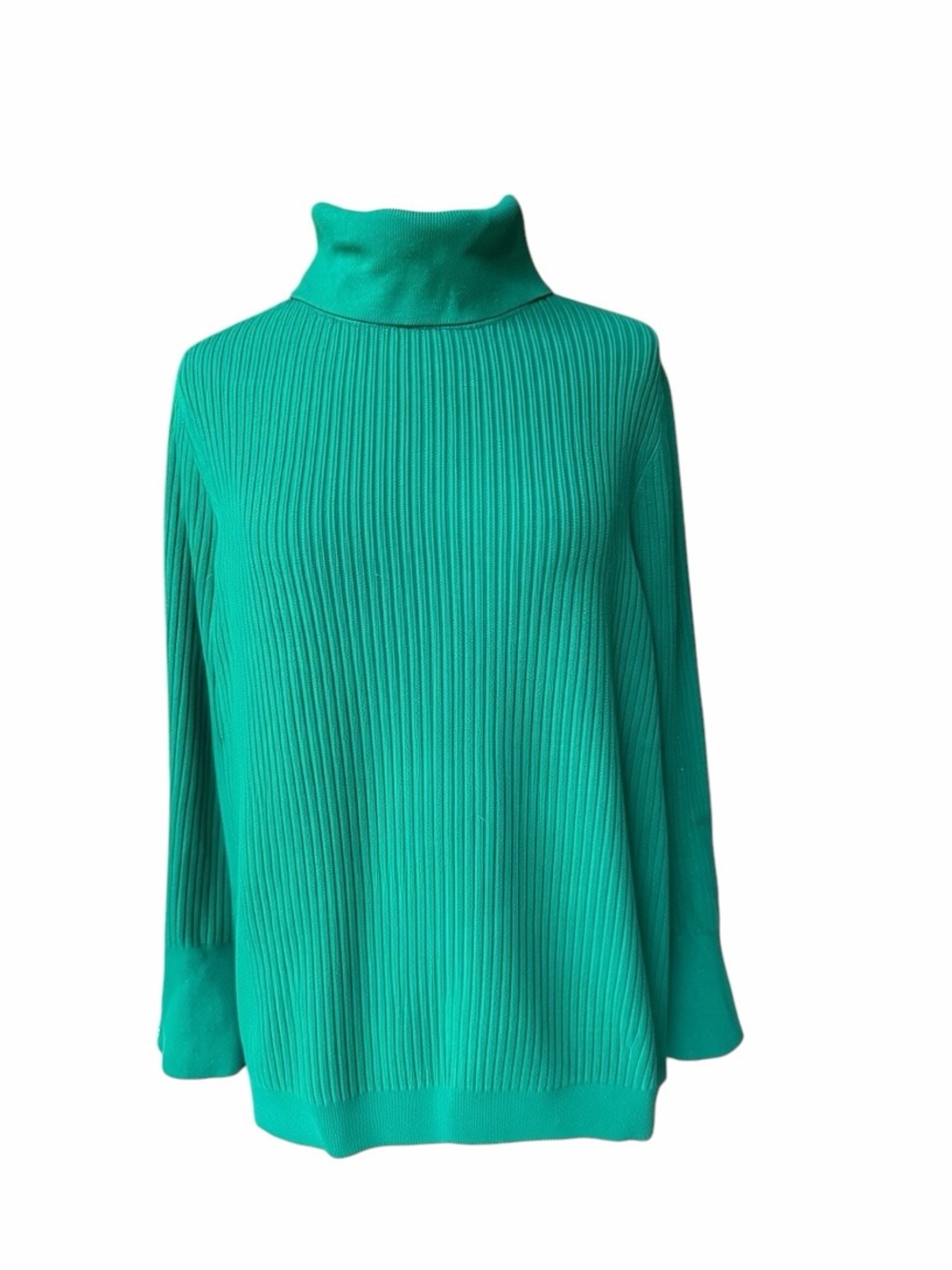 NWOT Talbots Cotton Blend Lush Green Ribbed Turtleneck Sweater